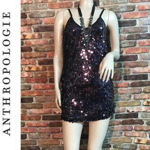 Jaloux_ by Anthropologie Purple Sequin Mini Dress